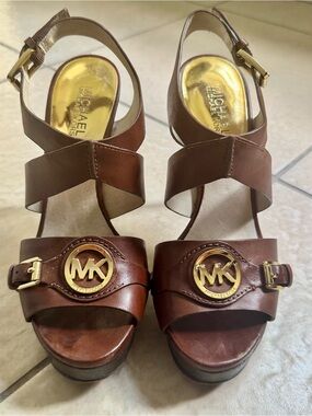 Michael Kors Brown Leather Platform Heels